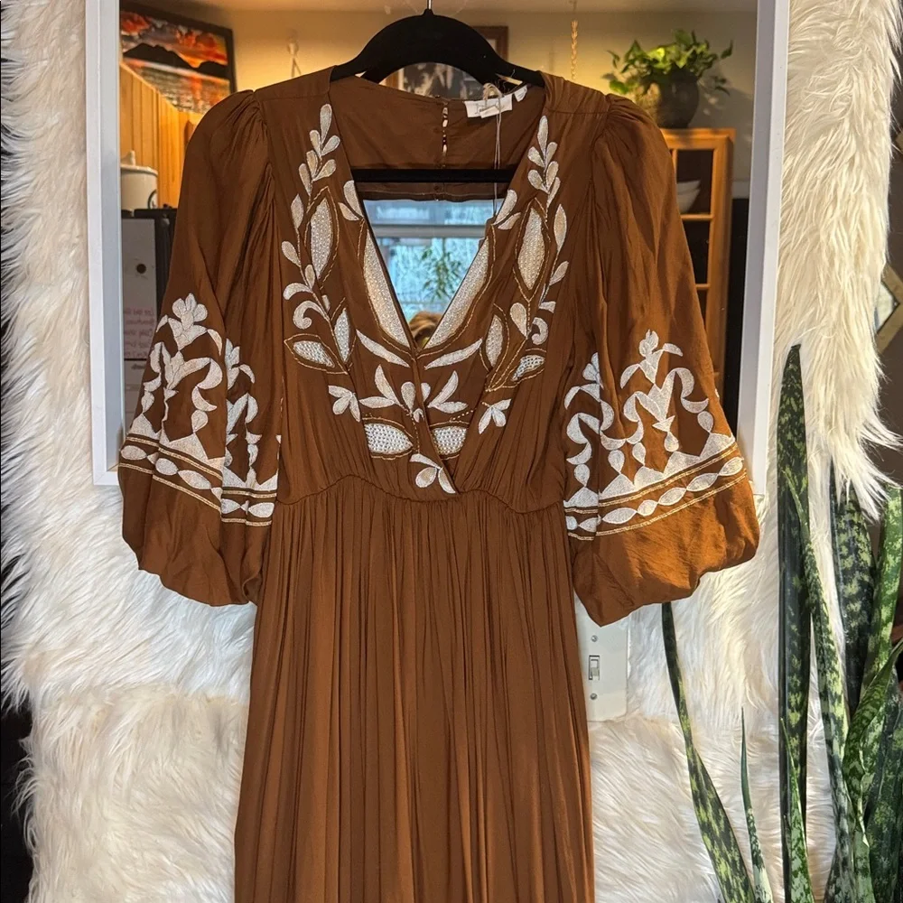 Anthropologie Let Me Be Embroidered Open-Back Maxi Dress - Picture 2 of 8